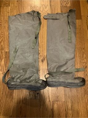 Vintage Polish Military Surplus OP-1 Waders Pair Rubber Deadstock Green 1990